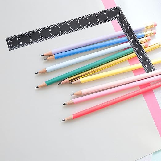 Metal Square Ruler Leathercraft Black Tempered Stainless Steel Measuring Square Ruler for DIY Leather Handmade Sewing Tools Measuring Supplies, Length 0-300mm/0-12inch Scale