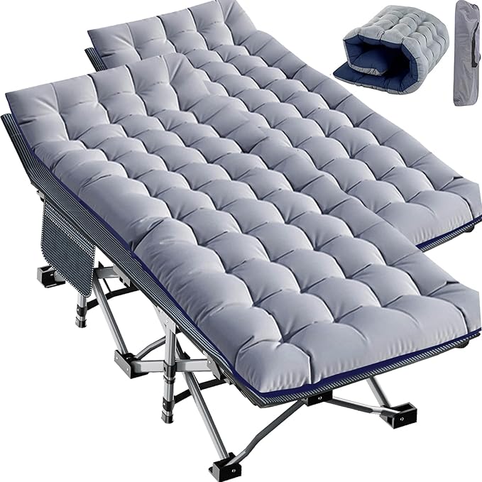Slsy Oversized XXL Folding Camping Cot for Adults with Pad, Padded Portable Sleeping Cots, Camp Bed with Carry Bag for Outdoor Travel, Beach, Hiking