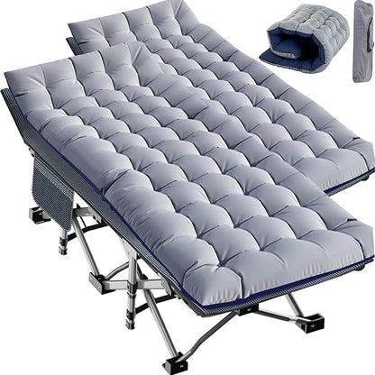 Slsy Oversized XXL Folding Camping Cot for Adults with Pad, Padded Portable Sleeping Cots, Camp Bed with Carry Bag for Outdoor Travel, Beach, Hiking