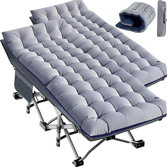 Slsy Oversized XXL Folding Camping Cot for Adults with Pad, Padded Portable Sleeping Cots, Camp Bed with Carry Bag for Outdoor Travel, Beach, Hiking