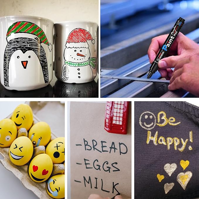 Overseas Pink Acrylic Paint Markers - 8 Pack Medium Tip Acrylic Paint Pens, Water Based, Quick Drying, Waterproof, Non Toxic Permanent Markers for Rock, Wood, Plastic, Metal, Canvas, Glass, Fabric