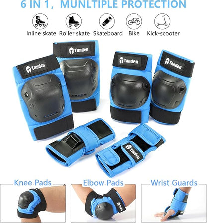 Skateboard Protective Gear Knee Pads and Elbow Pads Set, Elbow and Knee Pads for Roller Skating Wrist Guards Skateboarding Pads
