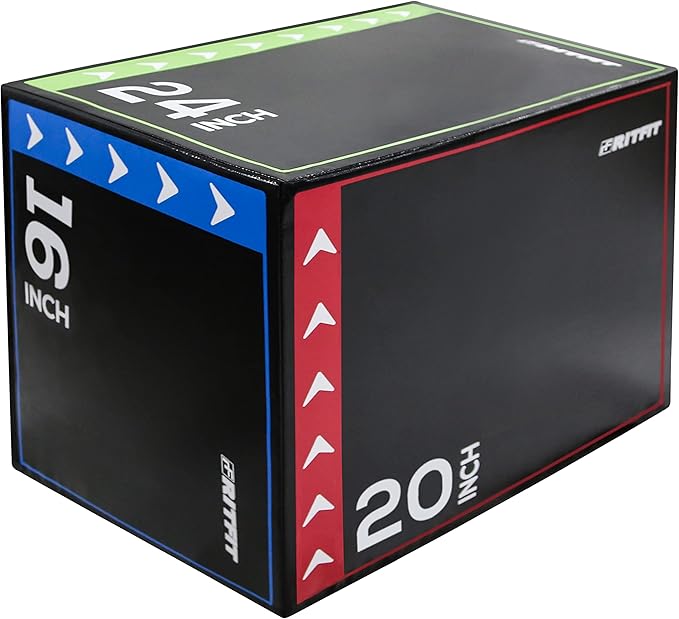 RitFit 3 in 1 Extra Firm Soft Plyo Box Foam Plyometric Box-30”x24”x20”-20"x18"x16" Heavy Duty High Density Foam Jumping Box 3 Sizes with PVC Cover,Platform for Home Gym Fitness, 440lb Weight Capacity