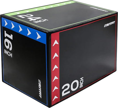 RitFit 3 in 1 Extra Firm Soft Plyo Box Foam Plyometric Box-30”x24”x20”-20"x18"x16" Heavy Duty High Density Foam Jumping Box 3 Sizes with PVC Cover,Platform for Home Gym Fitness, 440lb Weight Capacity