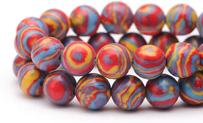 Youngbling Natural Gemstone Beads for Jewelry Making,6mm Red Malachite Polished Round Smooth Stone Beads,Genuine Real Stone for Bracelet Necklace 15 Inch(Red Malachite,6mm)