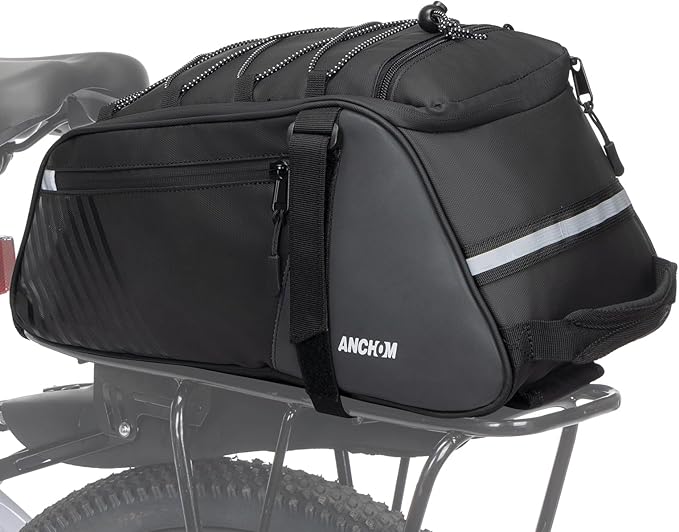 Rear Bike Rack Bag, 13L PVC Water Resistant Bicycle Bag for Road and Mountain Bikes, Commuter Bag for Grocery Shopping and Cycling, Black