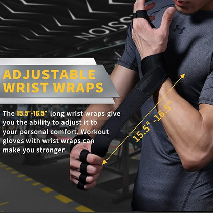 Gym Gloves for Men Women, Padded Weightlifting Wrist Wrap Workout Exercise Glove