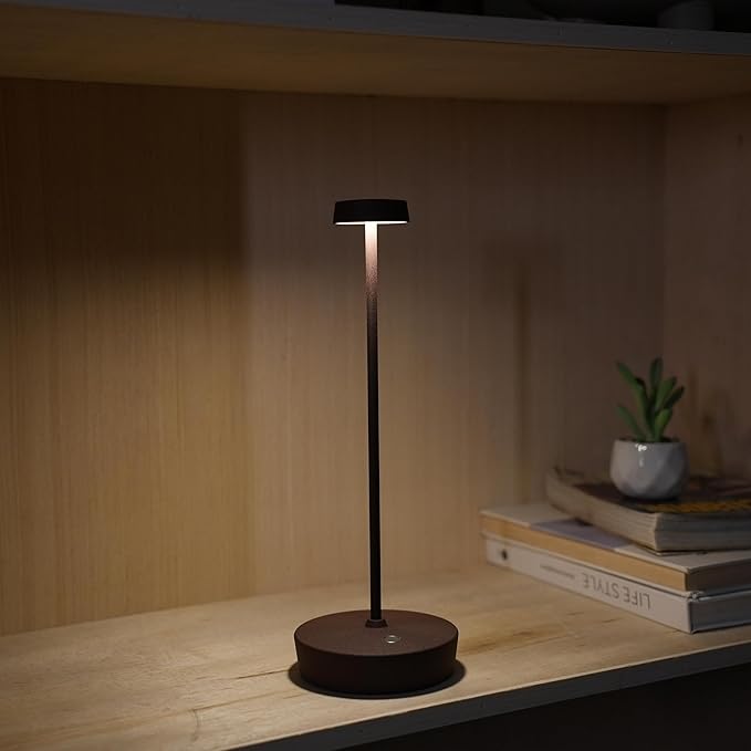 2Pack Cordless LED Table Lamp，Rechargeable Battery Desk Lamps, 3 Color Stepless Dimmable Metal Battery Table Lamps, Portable Waterproof Table Light for Indoor/Outdoor/Restaurant