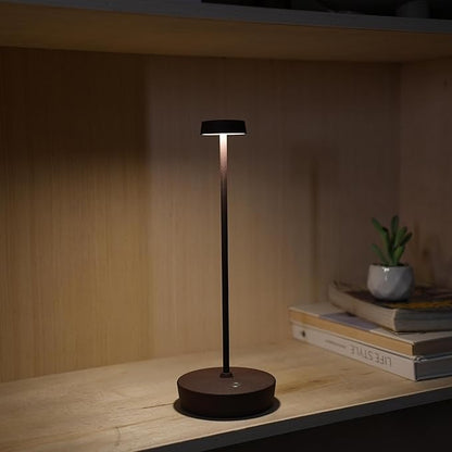 2Pack Cordless LED Table Lamp，Rechargeable Battery Desk Lamps, 3 Color Stepless Dimmable Metal Battery Table Lamps, Portable Waterproof Table Light for Indoor/Outdoor/Restaurant