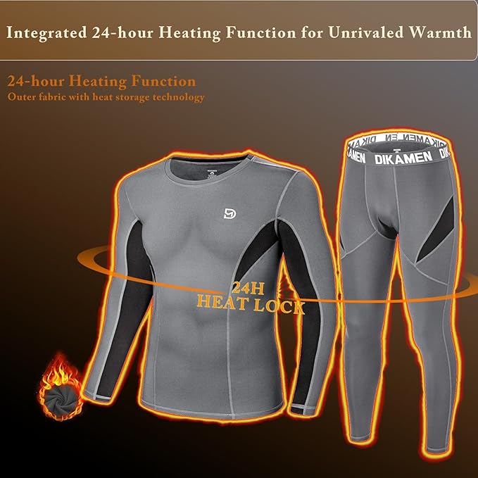 Men's Thermal Underwear Fleece Lined Performance Fleece Tactical Sports Shapewear Thermal Set