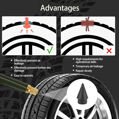 Tire Repair Kit With Plugs Mushroom Tire Plug Kit Tire Patch Kit Heavy Duty Professional Tubeless Tire Gun Puncture Kit for Tyre Punctures and Flats on Cars Motorcycles Trucks and Tractors (Green)