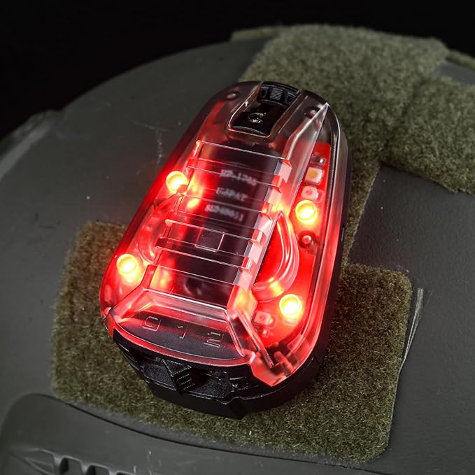Tactical IR Helmet Light 4 Modes with Red + White LED + IR Strobe/Constant, Airsoft Survival Signal Identification Lamp for Fast Wendy and More Helmet