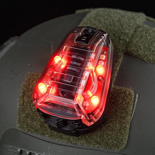 Tactical IR Helmet Light 4 Modes with Red + White LED + IR Strobe/Constant, Airsoft Survival Signal Identification Lamp for Fast Wendy and More Helmet
