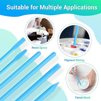 Gartful 6PCS Silicone Stir Sticks, Reusable Mixing Sticks for Epoxy Resin, Paint, Making Glitter Tumblers Cups, Arts, Crafts, Facial Mask Stirring Rods, Blue