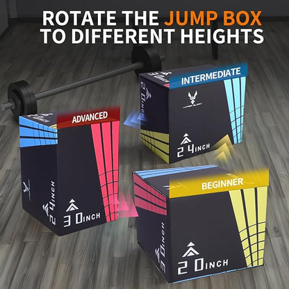 DIKEP 3-in-1 Foam Plyometric Jump Box, Heavy Duty Exercise Plyo Box with Non-Slip Surface, Box Jumps for Jumping, Step-Ups, Home Gym Training, Agility and Strength Conditioning