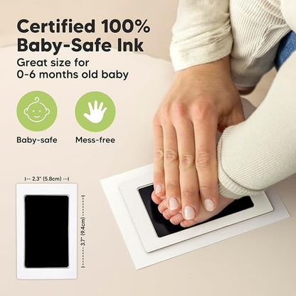 Inkless Baby Hand and Footprint Kit Boy, Girl - No Mess Ink Pad for Handprint, Clean Touch Dog Paw Print Kit, Personalized Baby Shower Gifts, Nursery Newborn Keepsake Frame (Mist Blue)