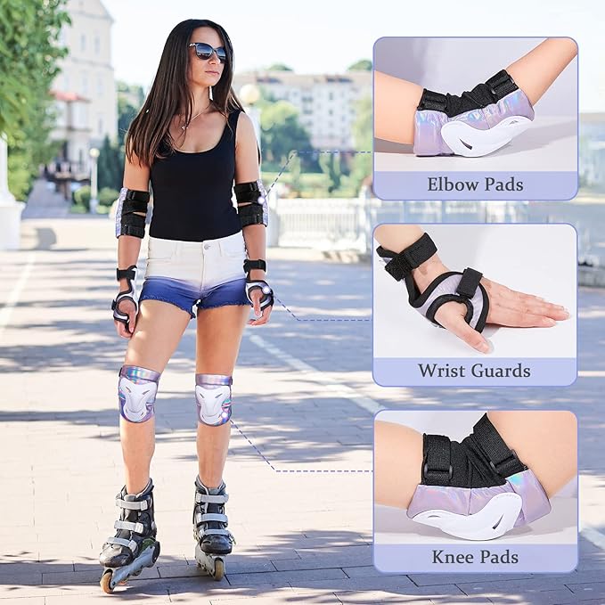 Bienbee Knee Pads for Men, Knee Pads Wrist Guard Knee and Elbow Pads Adult Protective Gear Set for Skateboard, Roller Skating, for Women Men Youth Adult Kids