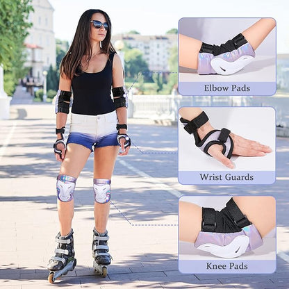 Bienbee Knee Pads for Men, Knee Pads Wrist Guard Knee and Elbow Pads Adult Protective Gear Set for Skateboard, Roller Skating, for Women Men Youth Adult Kids