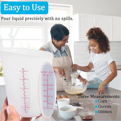 Silicone Measuring Cups, 500ml & 250ml Large Flexible Mixing Cups, 2 Cups Pour Baking Cups for Epoxy Resin, DIY, Jewelry Making, Cooking