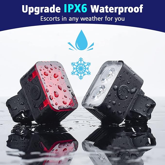 Powerful Rechargeable Bike Light Set - Smart Multi-Modes Ultra Bright Bicycle Front and Rear Lights with Spot & Flood Beams, Waterproof Headlight Taillight Set for Mountain, Road, Kids & City Bicycles