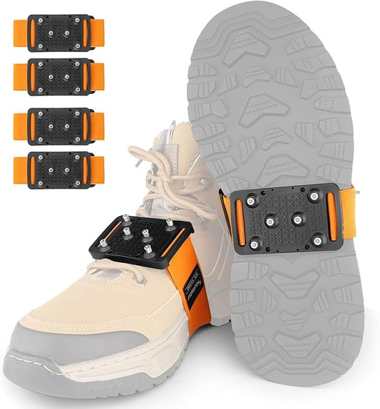 SYOURSELF Ice Cleats Crampons for Shoes and Boots, Rotatable Mid-Sole Traction Cleats Shoe Spikes for Snow and Ice, Non Slip Tungsten Spikes Ice Shoes Grippers for Men Women Winter Indoor/Outdoor