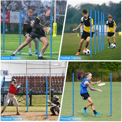 Soccer Agility Training Equipment, Includes 20ft Agility Ladder, 6 Adjustable Agility Poles, 10 Disc Cones, Jump Rope-Speed Training Set for Soccer Football Basketball Athletes