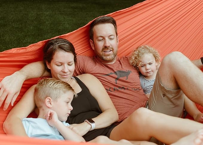 KAMMOK: Roo Single Ultra Light Hammock | Strong & 100% Recycled Fabric | Water Resistant, Ripstop Fabric | Comfortable, Packable, Lightweight (Adventure Grade, Ember Orange
