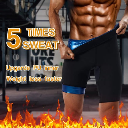 Men Sauna Pants Sweat Leggings Thermo Capris Slimming Tights Heat Trapping Suit,Humanized Mesh Crotch,High Waist