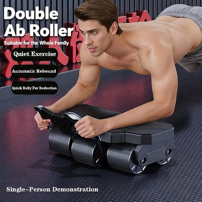 2025 New Ab Six Wheel Roller with Elbow Support - Automatic Rebound Abdominal Wheel Roller, The Upgraded Version For Dual Use Six -Wheel Abdominal Wheel Core Workout Equipment Home Gym Abs Machine
