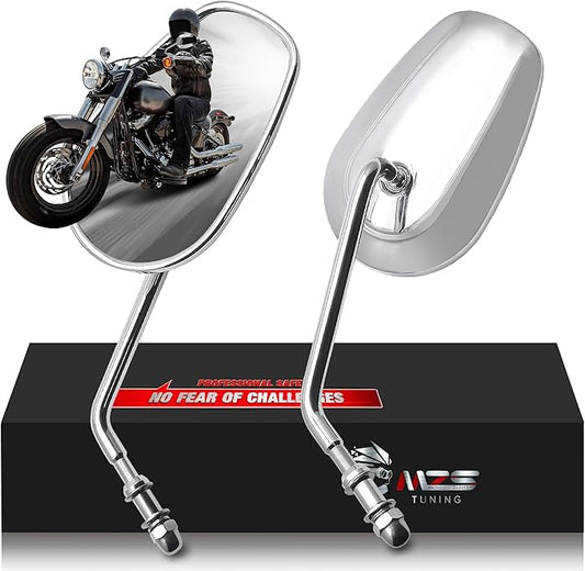 MZS Motorcycle Mirrors Chrome, M8 Touring Rear View Side Mirror Heavy Aluminium Compatible with Dyna Softail Sportster 883 1200 Road Glide King Street Glide Electra Ultra Tri CVO Vrod Ultra 1982-2025