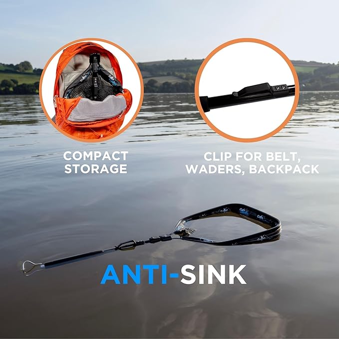 3in1 Floating Fishing Net with inbuilt Weighing Scale & Ruler for Kayak, Fly, Bass, Trout, Salmon, Steelhead Fishing, Rubber Coated Landing net for Catch & Release, Lightweight & Folding