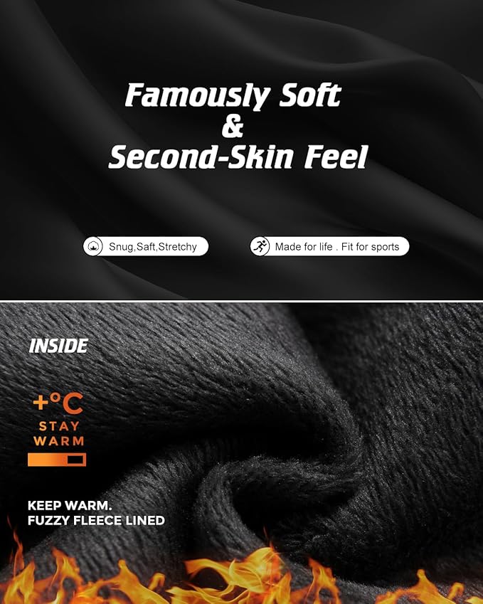 CL convallaria Long Johns Thermal Underwear for Men Soft Fleece Lined Base Layer Cold Weather Top Bottom Gift Set