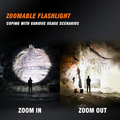 SuperFire 1000 Lumens Super Bright Flashlights LED Rechargeable, Zoomable Tactical Flashlight with Powerful Chips,5 Light Modes Pocket Flashlight for Home, Mechanic,Camping, Emergency, Survival
