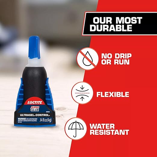 Loctite Super Glue Ultra Gel Control, Clear, 0.14 fl oz Bottle, 1 Pack - Superglue for Plastic, Wood, Metal, Crafts & Repair, Cyanoacrylate Adhesive Instant Glue, Quick Dry