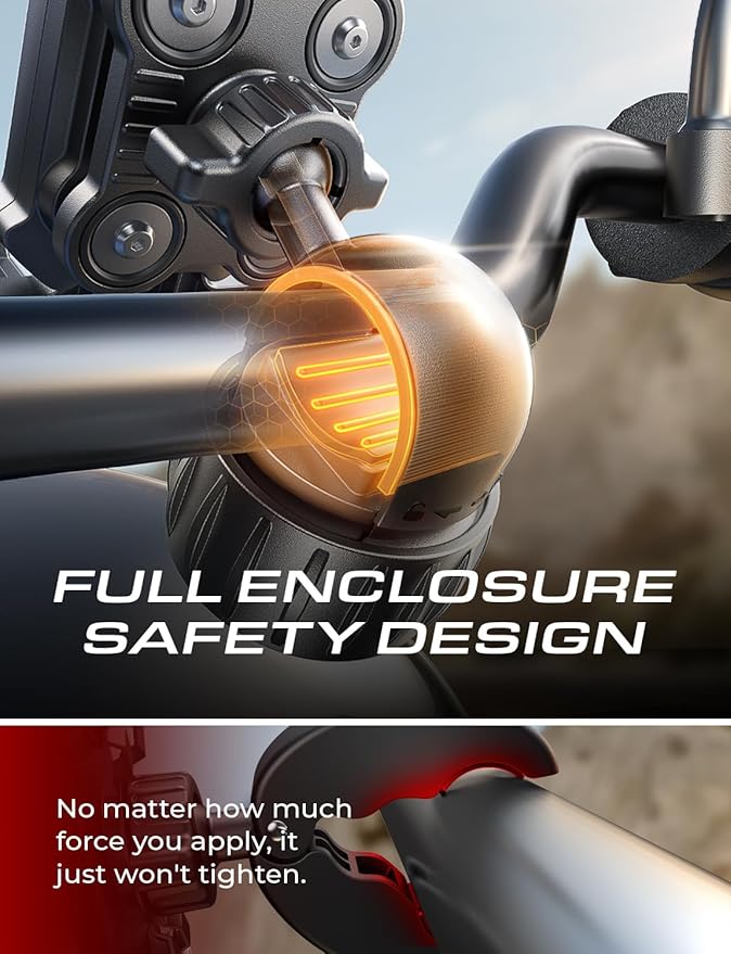 LISEN Bike Phone Holder, [Anti-Vibration] Motorcycle Phone Mount, Bicycle Phone Holder, Handlebar Phone Mount, Scooter Ebike Accessories, Bicycle Accessories, for iPhone Samsung Google Pixel, Black