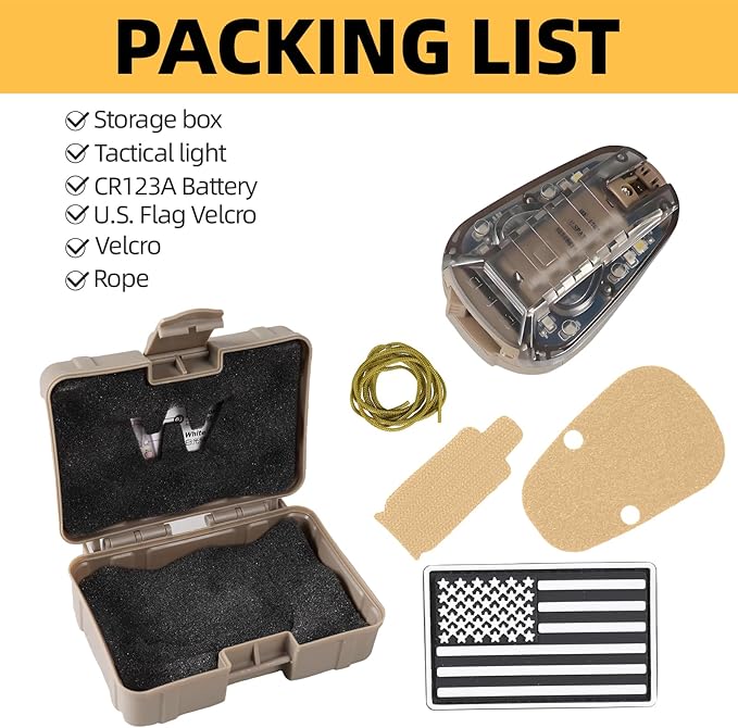 Tactical Helmet Light,4 Modes Visible LED IR Constant-on/Strobe,Waterproof Ladybird Lamp Survival Signal Light for Outdoor Sports Survival Signal Light,1*CR123A Battery Included.