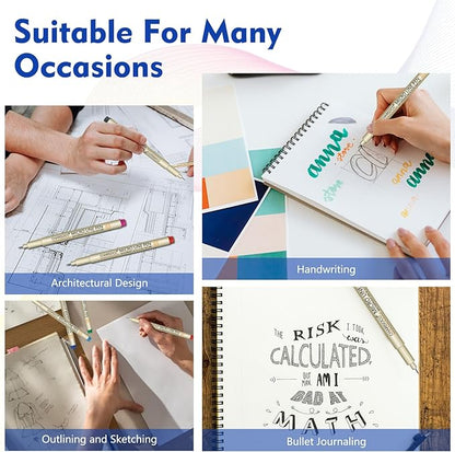 01 Micro Pen, Fine Point Pen with 6 Colors, Waterproof Archival Ink, 0.25mm Fineliner Ink Pens for Artist Illustration, Sketching, Anime, Manga, Technical Drawing and Scrapbooking