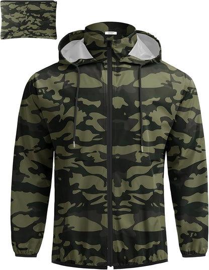 COOFANDY Men's Packable Rain Jacket Lightweight Waterproof Raincoat with Hood Travel Hiking Golf Windbreaker