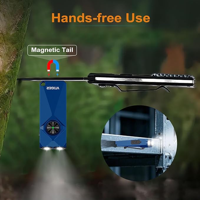 VTIGER K1 800 High Lumens Key Chain Light, Small EDC Rechargeable Keychain Flashlight, Compact LED Tiny Flashlight with Magnetic, Mini Clip-on Pocket Lights for Camping, Emergency, Everyday Carry