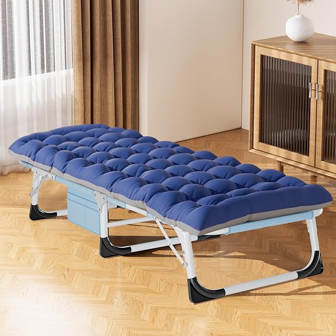 Slsy Folding Camping Cot for Adults with Pad, Padded Portable Sleeping Cots, Camp Bed with Carry Bag for Outdoor Travel, Beach, Hiking