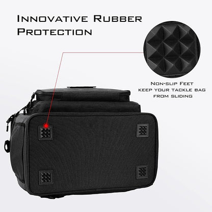 KastKing Karryall Fishing Tackle Bags with 4 * 3700 Tackle Trays, Fishing Bags for Saltwater or Freshwater Fishing - Fishing Gear Storage, Black