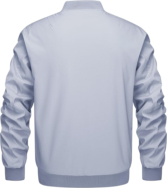 KEFITEVD Men's Jacket Casual Windproof Bomber Jackets Full Zip Windbreaker Warm Winter Padded Coats