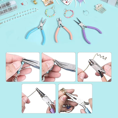 3pcs Jewelry Pliers Set, Jewelry Pliers for Jewelry Making Tools, Needle Nose, Round Nose and Wire Cutters for Jewelry Making Pliers Repair Wire Crafting