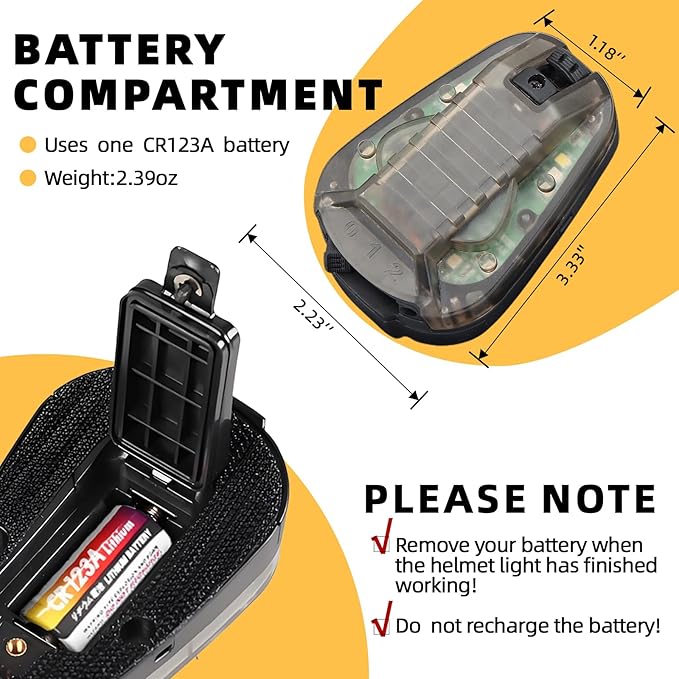 Tactical Helmet Light,4 Modes Visible LED IR Constant-on/Strobe,Waterproof Ladybird Lamp Survival Signal Light for Outdoor Sports Survival Signal Light,1*CR123A Battery Included.