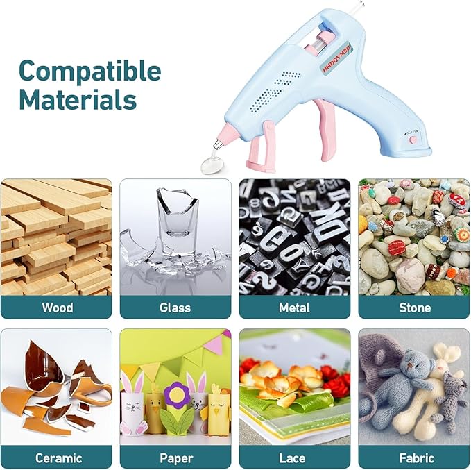 Cordless Hot Glue Gun, 20W Hot Glue Gun with 30PCS Premium Glue Sticks & 1m USB-C Cable, 2000mAh Built-in Battery Suitable for School Craft, Home Repair, DIY