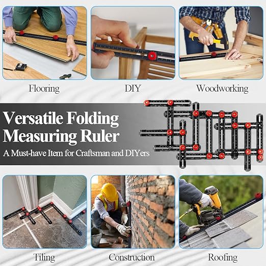 16 Sided Multi Angle Measuring Ruler, Heavy-Duty Angle Finder Tool with Opening Locator, Aluminum Alloy Multi Angle Measuring Tool for Tiling, Roofing, Woodworking, DIY