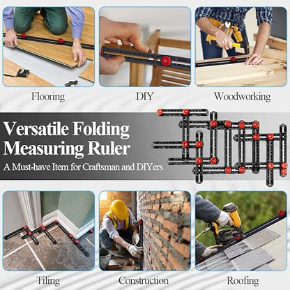 16 Sided Multi Angle Measuring Ruler, Heavy-Duty Angle Finder Tool with Opening Locator, Aluminum Alloy Multi Angle Measuring Tool for Tiling, Roofing, Woodworking, DIY