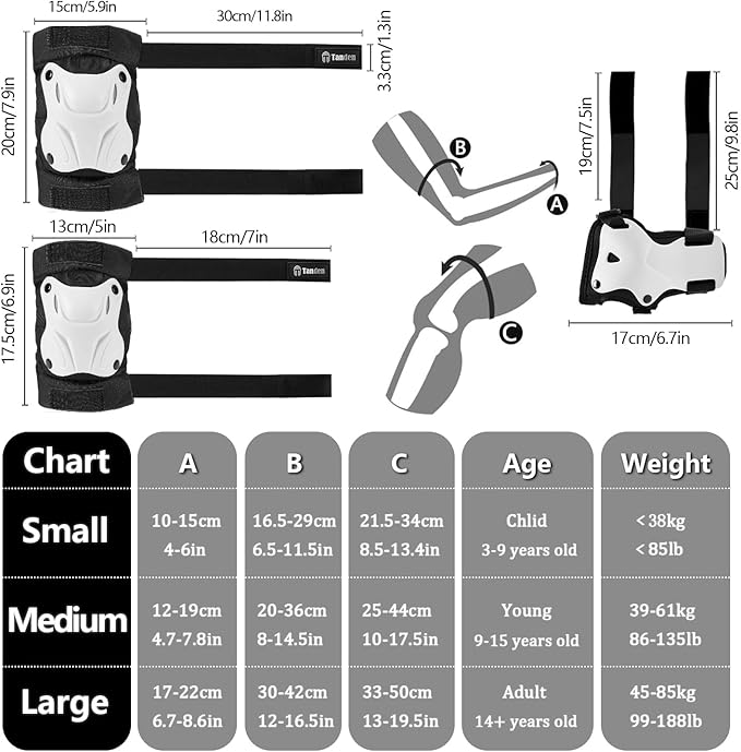 Skating Protective Gear Knee and Elbow Pads Wrist Guards for Roller Skating Skateboarding, Skate Pads Adult Knee Pads