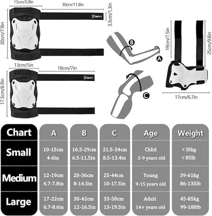 Skating Protective Gear Knee and Elbow Pads Wrist Guards for Roller Skating Skateboarding, Skate Pads Adult Knee Pads