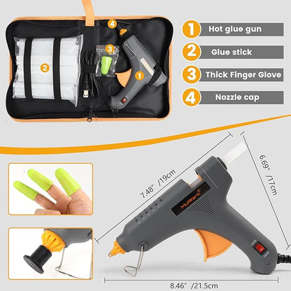 Mulwark Full-Size Hot Glue Gun Kit – High Performance Dual Power 60/100W Industrial Glue Gun Set with 30 Glue Sticks for Crafting, Repairs, and DIY Projects